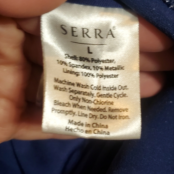 Navy Blue/Blue Sparkly thread Sleeveless Dress V-neck sparkles SZ LG SERRA Brand - Picture 4 of 5
